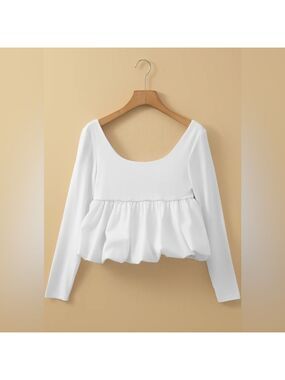 Wild Fable White Peplum Long Sleeve Blouse